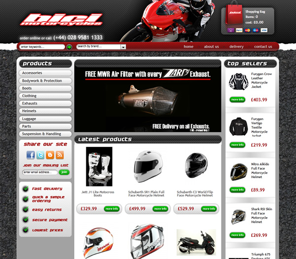 Bici Motorcycles - E2EXpress Ecommerce Website