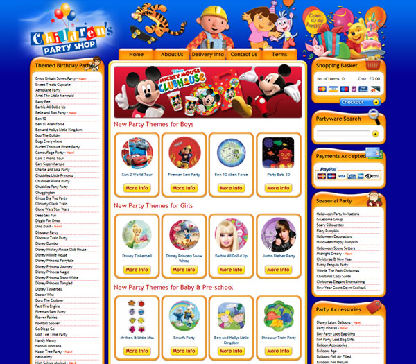 Children's Party Shop - Bespoke Ecommerce Website
