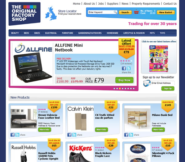 The Original Factory Shop - Bespoke Ecommerce Website
