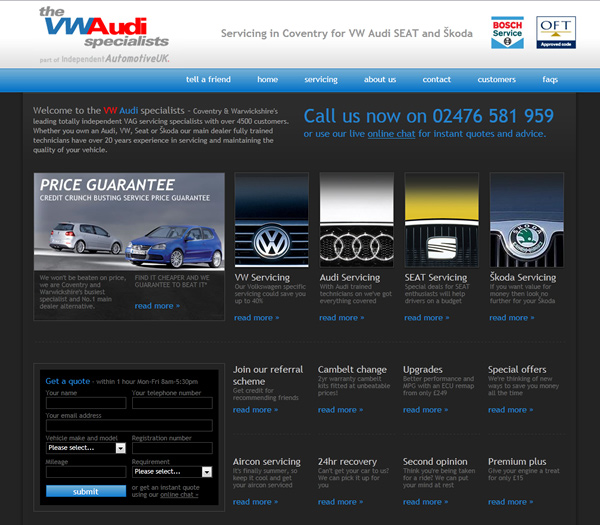 The VW Audi Specialists - Brochure Website